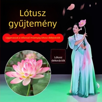 Színpadi kellék: élethű lótuszlevél és lótusz virág klasszikus tánchoz, dekoratív díszlet, gyerekeknek szánt rekvizit