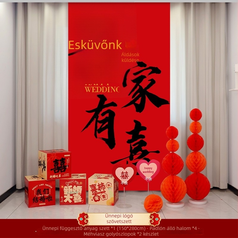 Esküvői vászon banner a szoba dekorációjához, anyag: vászon, márka Win xin, csomagolás: Opp bag, esküvőre