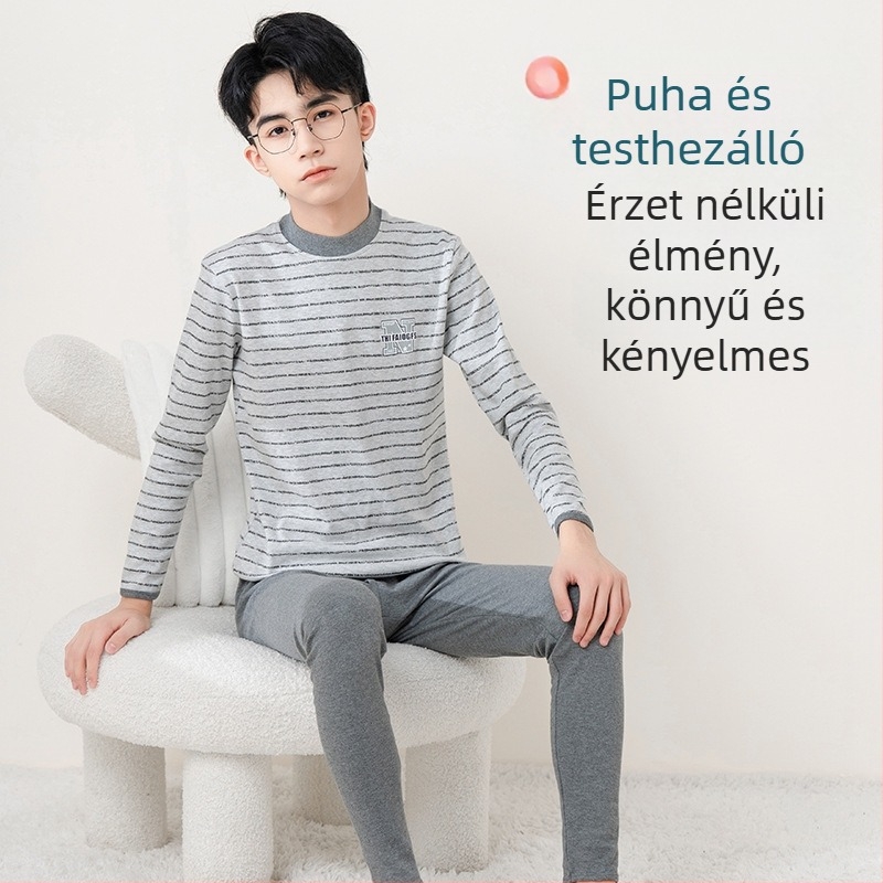Tinédzser fiúk számára termikus készlet: pamut felső és alsó, vékony, ősz-téli