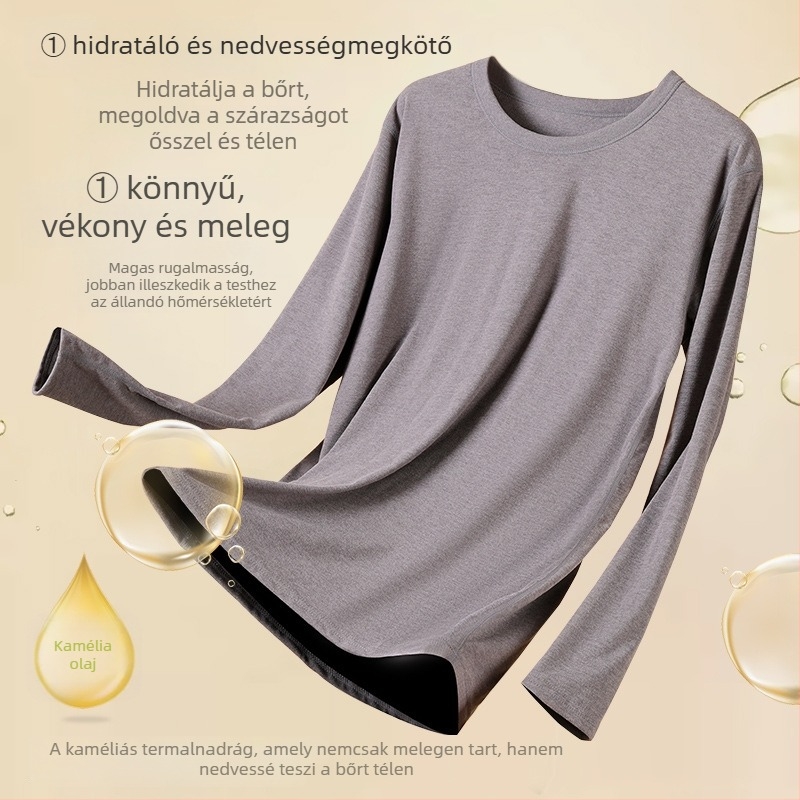 Derong anyagból készült termikus alsó-felső készlet, bordázott textúra, felső kerek nyakú és nadrág; 95% poliészter, 5% spandex; 210 g/m2; egy rétegű; anti-pilling; közepes meleg.