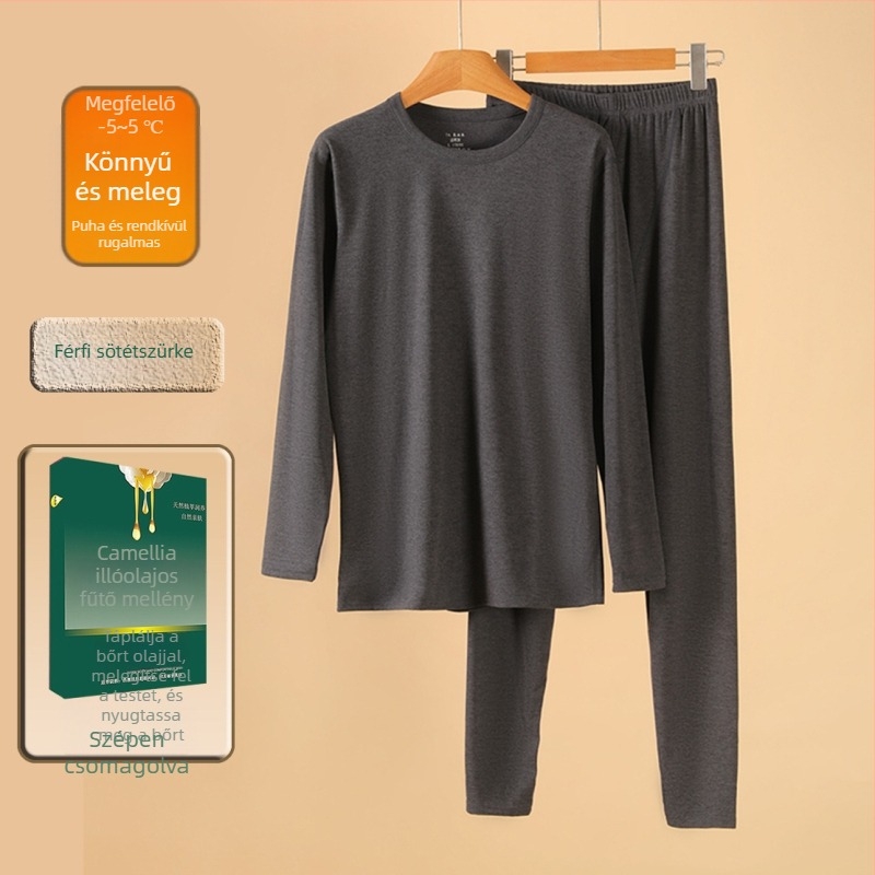 Derong anyagból készült termikus alsó-felső készlet, bordázott textúra, felső kerek nyakú és nadrág; 95% poliészter, 5% spandex; 210 g/m2; egy rétegű; anti-pilling; közepes meleg.