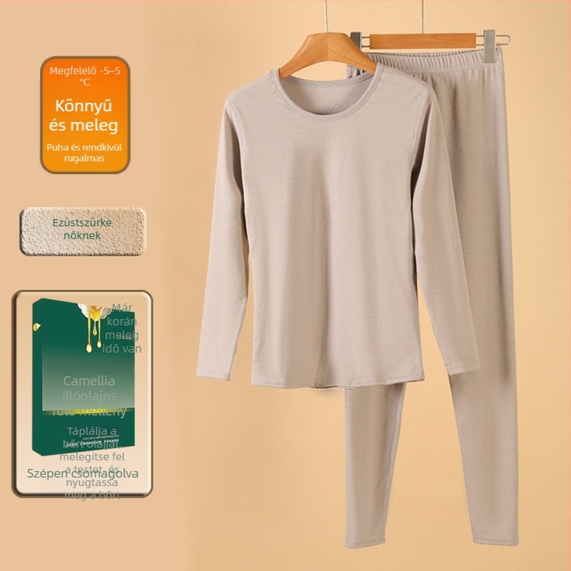 Derong anyagból készült termikus alsó-felső készlet, bordázott textúra, felső kerek nyakú és nadrág; 95% poliészter, 5% spandex; 210 g/m2; egy rétegű; anti-pilling; közepes meleg.