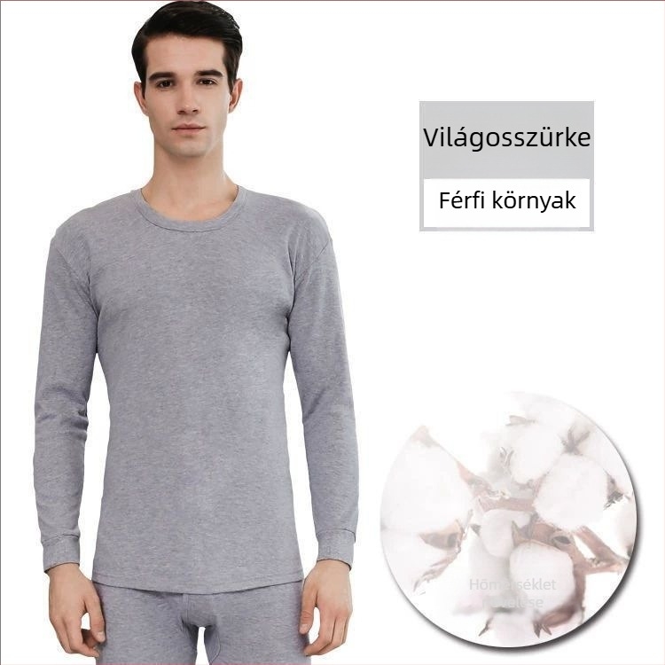 Két részes, 100% pamut termo fehérnemű készlet, uniszex, hosszú ujjú felső és nadrág, egy rétegű, varrat nélküli, közepes sűrűségű (181-200 g/m²)