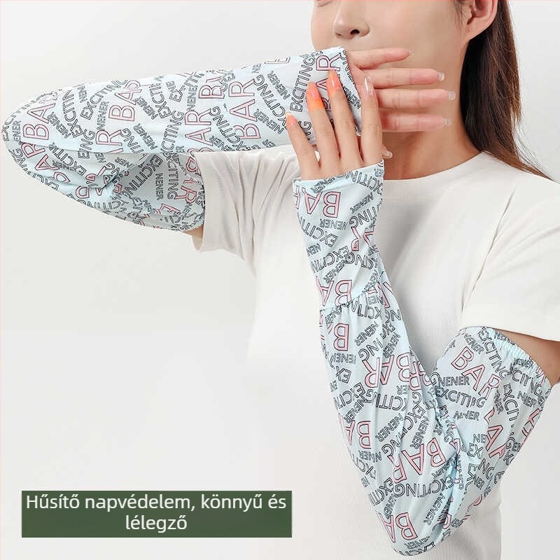 Uniszex Ice Silk karvédők nyárra, napvédelem, UV‑lélegző, viszkóz 51–60% tartalom, 2025 tavasz