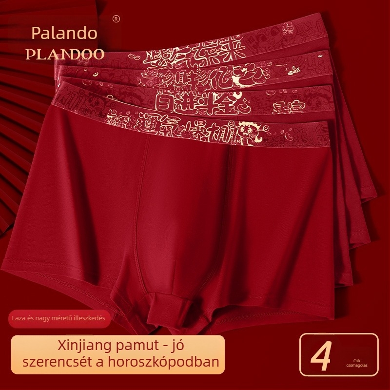 Férfi pamut alsónemű, antibakteriális, lélegző és nedvességelvezető, középmagas derék, csillagjegy éve