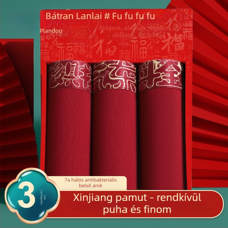 Férfi pamut alsónemű, antibakteriális, lélegző és nedvességelvezető, középmagas derék, csillagjegy éve