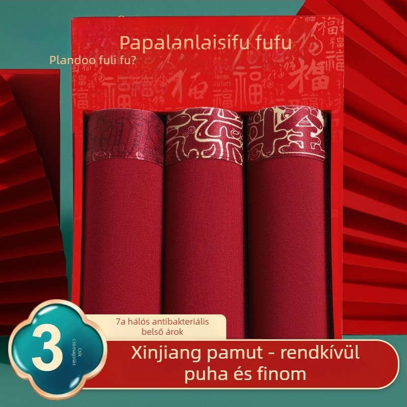 Férfi pamut alsónemű, antibakteriális, lélegző és nedvességelvezető, középmagas derék, csillagjegy éve