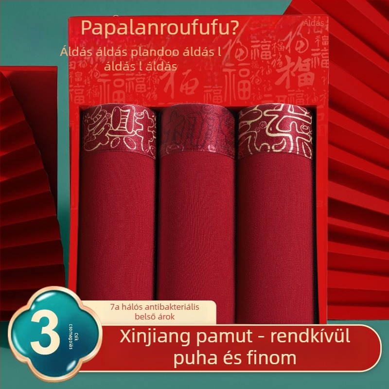 Férfi pamut alsónemű, antibakteriális, lélegző és nedvességelvezető, középmagas derék, csillagjegy éve