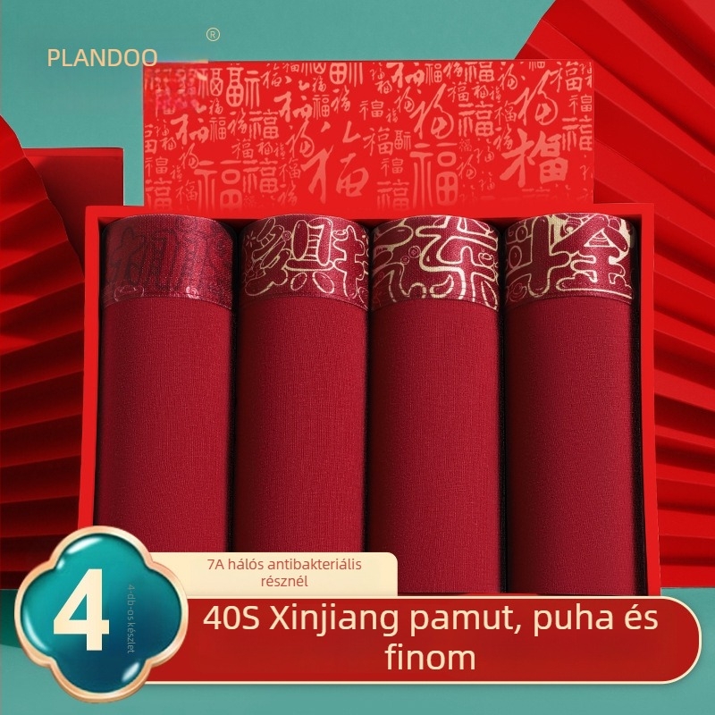 Férfi pamut alsónemű, antibakteriális, lélegző és nedvességelvezető, középmagas derék, csillagjegy éve