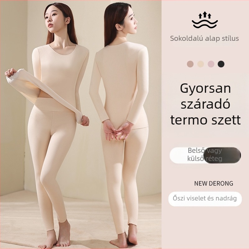 Derong női fleece-sel bélelt termikus alsóruha szett, felső és nadrág alapréteghez