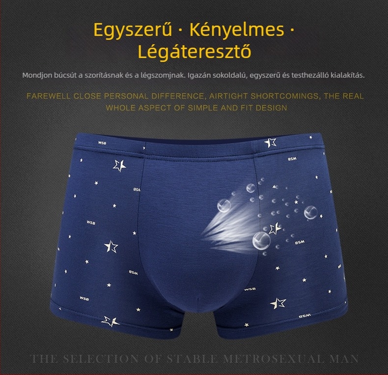 4 darabos modal anyagú férfi boxer alsó, középmagas derekú, lélegző, nagy méret, sportos alsónemű