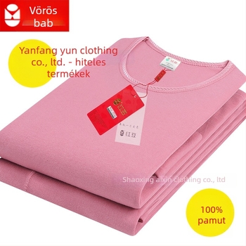 Női 100% pamut termoszett, vastag anyag 201–250 g/m², kerek nyakú, hosszú ujjú, varrat nélküli