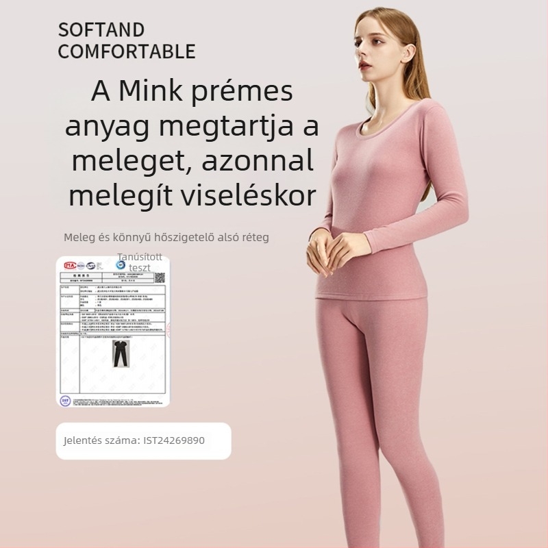 Uniszex termo alsóruha szett – Akril, fleece belsővel bélelt, vastagság 201–250 g/m2, hosszú ujjú felső, kerek nyakú, dupla réteg