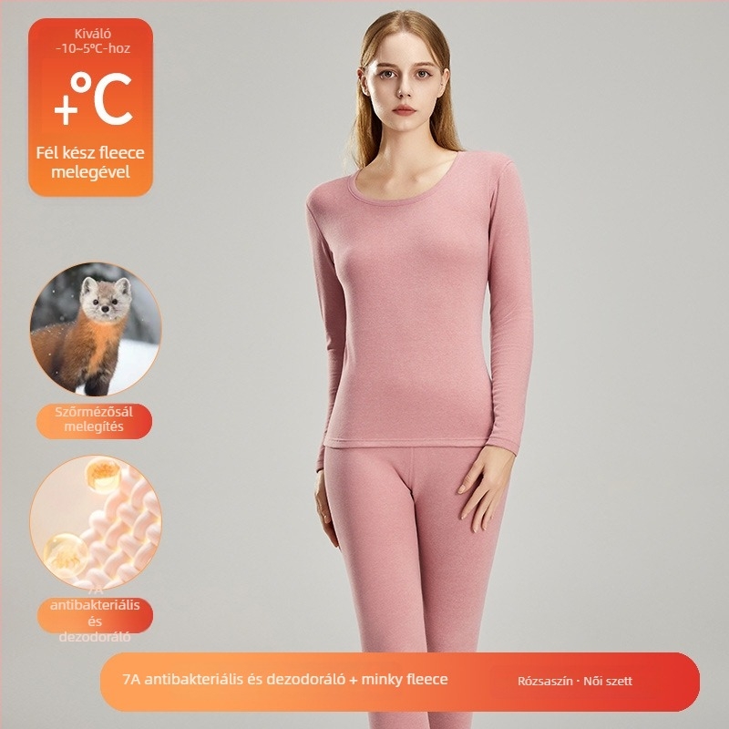 Uniszex termo alsóruha szett – Akril, fleece belsővel bélelt, vastagság 201–250 g/m2, hosszú ujjú felső, kerek nyakú, dupla réteg