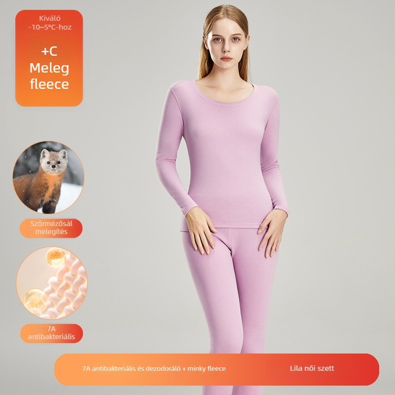Uniszex termo alsóruha szett – Akril, fleece belsővel bélelt, vastagság 201–250 g/m2, hosszú ujjú felső, kerek nyakú, dupla réteg