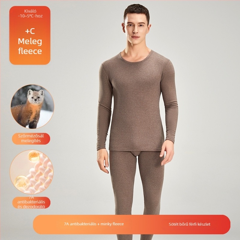 Uniszex termo alsóruha szett – Akril, fleece belsővel bélelt, vastagság 201–250 g/m2, hosszú ujjú felső, kerek nyakú, dupla réteg