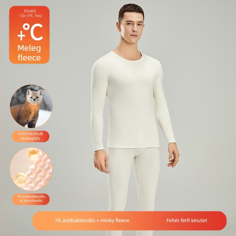 Uniszex termo alsóruha szett – Akril, fleece belsővel bélelt, vastagság 201–250 g/m2, hosszú ujjú felső, kerek nyakú, dupla réteg