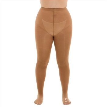 Női plusz méretű harisnyanadrág, 40D, barna, nylon, T-keresztezés, lábbal, közepes vastagság, formázó és lélegző