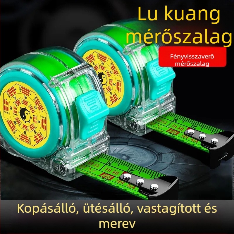 Feng Shui mérőszalag fluoreszcens bevonattal, vastított és kopásálló, pontos skálával