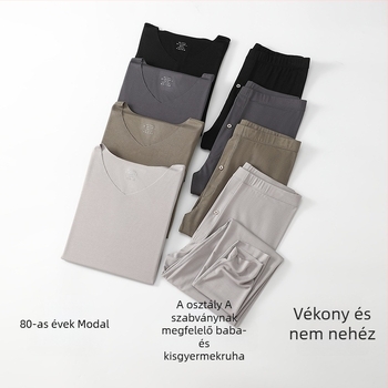 Férfi Modal V-nyakú termo alsó készlet – őszi felső és nadrág, vékony belső réteg, A osztály