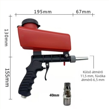Pneumatikus hordozható kézi homokszóró pisztoly rozsdamentesítésre, olaj- és szennyeződés-eltávolításra; Shengjia Sandblasting gun sorozat