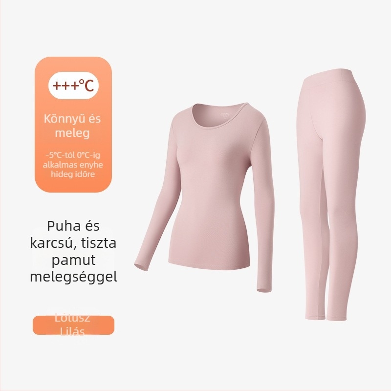 Antibakteriális, plusz méretű női pamut termikus felső és nadrágszett, őszi viselet, magas rugalmasság, bőrbarát, meleg alapréteg