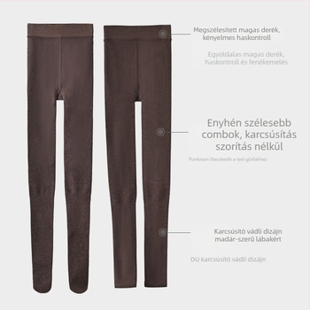 Női pamut harisnya fleece-béléssel, őszi–téli szezonra, vastag és meleg, hasformázó és csípőemelő, Maillard barna.