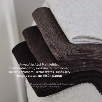 Női pamut harisnya fleece-béléssel, őszi–téli szezonra, vastag és meleg, hasformázó és csípőemelő, Maillard barna.