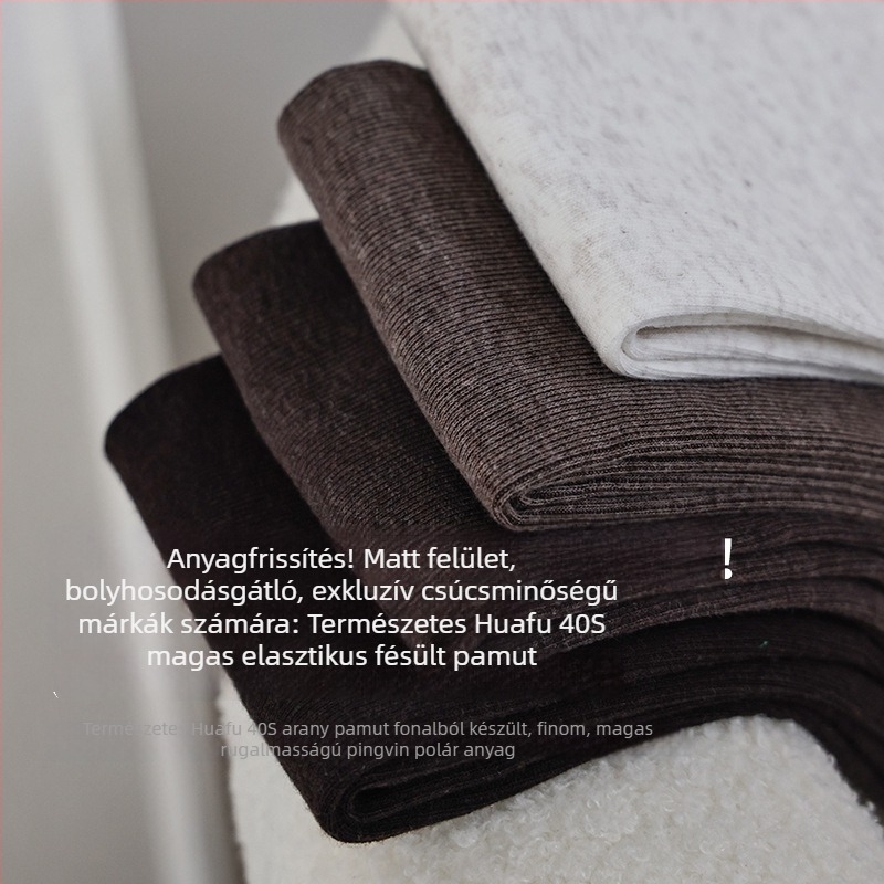Női pamut harisnya fleece-béléssel, őszi–téli szezonra, vastag és meleg, hasformázó és csípőemelő, Maillard barna.