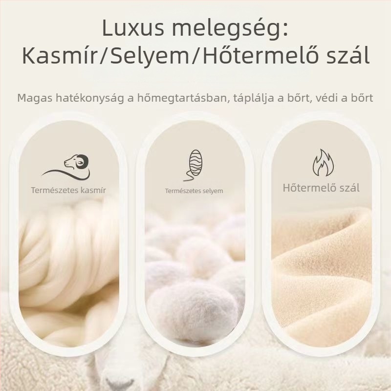 Női kasmír melegítő készlet — dupla rétegű felső és nadrág, ultra vékony 40 g/m², kerek nyakú, hosszú ujjú, anti-pill