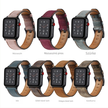 FOHUAS Apple Watch szíj S8 és SE-hez – első réteg marhabőr, matt vintage felület, valódi bőr, egyszerű stílus