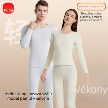 Uniszex termoszett Modal és mulberry selyemből, bőrbarát, vékony alapréteg őszi-téli időszakra — felső és alsó.