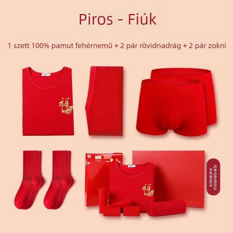 Gyerekeknek szóló termál alsó-felső szett a Kígyó évére, piros, fleece-béléssel és vastag, felső és alsó rész, 12 éveseknek