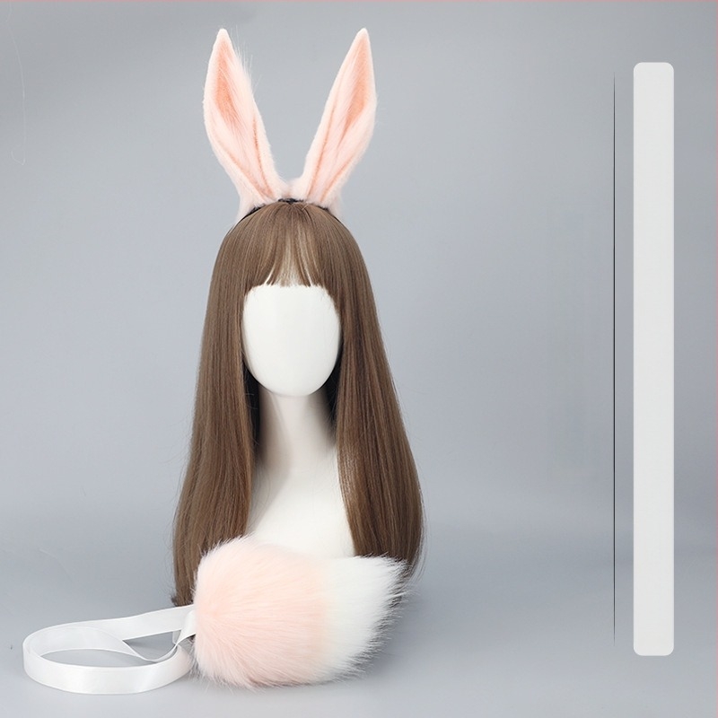 Plüss nyuszis füles fejkendő farokkal – felnőtt cosplay kellék, tavasz 2023