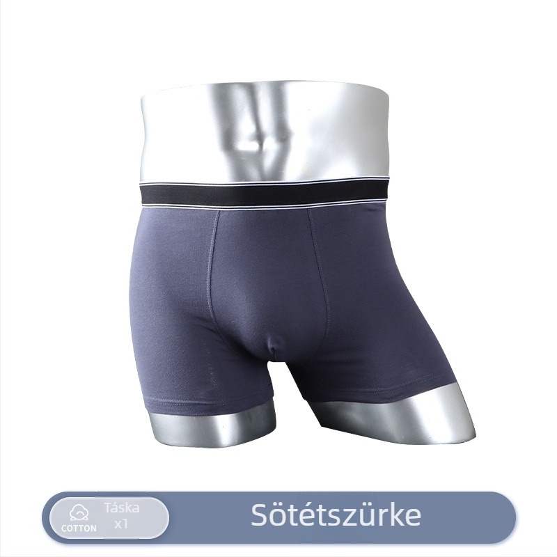 Férfi pamut boxeralsó, lélegző, középmagas derék, egyszínű, 95–100% pamut