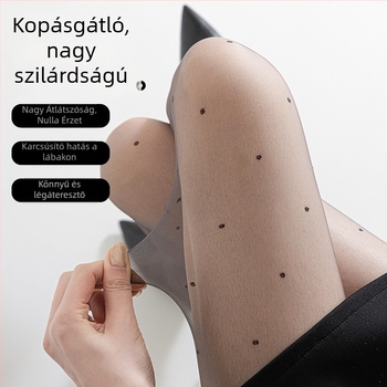 Női pöttyös harisnya, áttetsző, ultra vékony, 10D, fekete