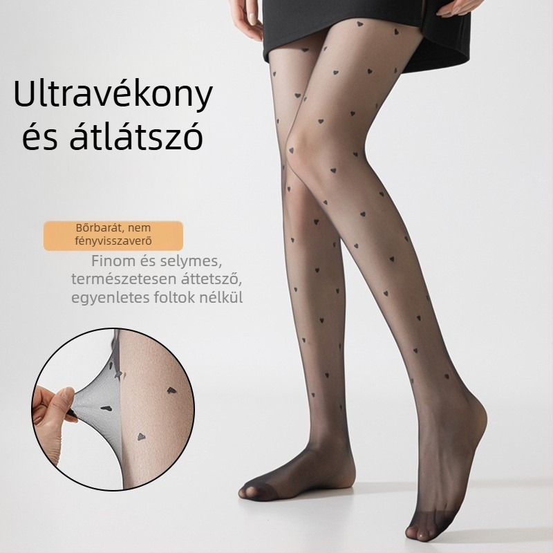 Női pöttyös harisnya, áttetsző, ultra vékony, 10D, fekete