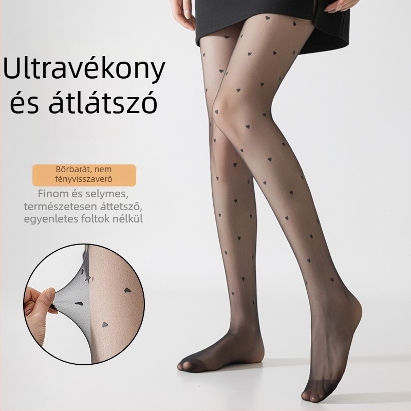 Női pöttyös harisnya, áttetsző, ultra vékony, 10D, fekete