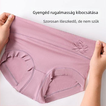 Modal anyagú női alsónemű, magas derekú, relif mintázatú, lélegző, antibakteriális, pamut betéttel a szeméremazon tájékán, plusz méret, háromszög fazon