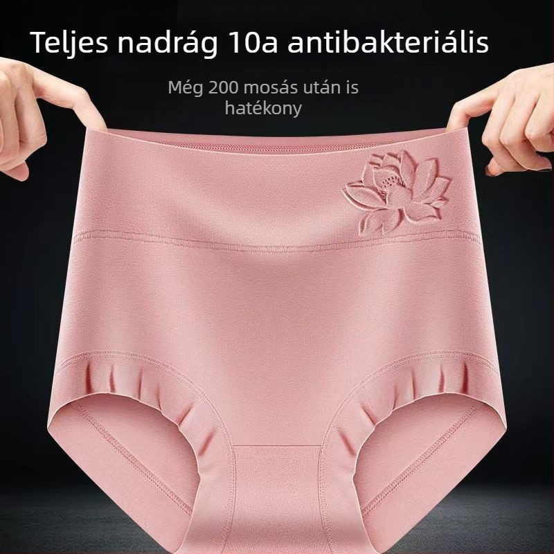 Modal anyagú női alsónemű, magas derekú, relif mintázatú, lélegző, antibakteriális, pamut betéttel a szeméremazon tájékán, plusz méret, háromszög fazon