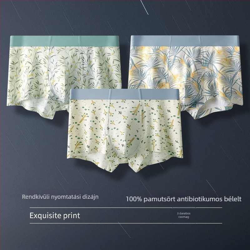Varrás nélküli férfi boxeralsó antibakteriális védelemmel, lélegző Modal anyag, testformázó fazon, mintás minták