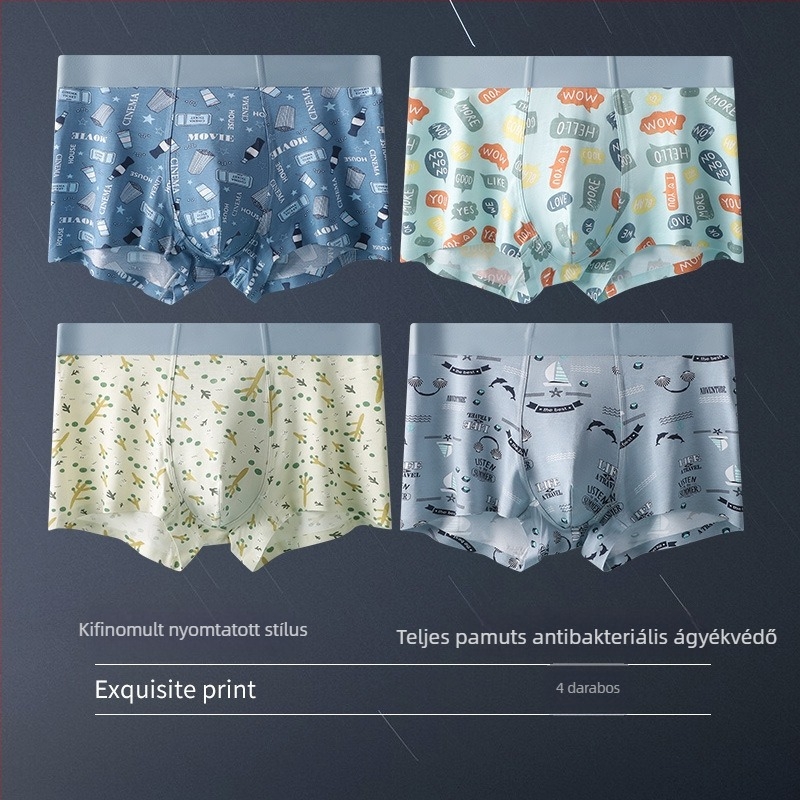 Varrás nélküli férfi boxeralsó antibakteriális védelemmel, lélegző Modal anyag, testformázó fazon, mintás minták