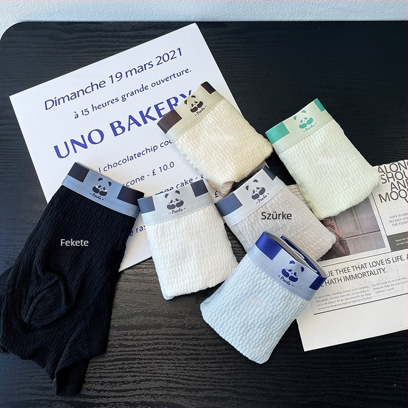 3 darabos férfi pamut boxer, antibakteriális, lélegző, középmagasságú