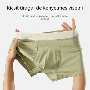 Férfi boxer brief oldalsó nyitású és tág zsebbel, lélegző vékony Modal anyag, középmagas derekú (Fő anyag: Modal; Vékony belső réteg: Viszkóz; Mintázat: Egyszínű)