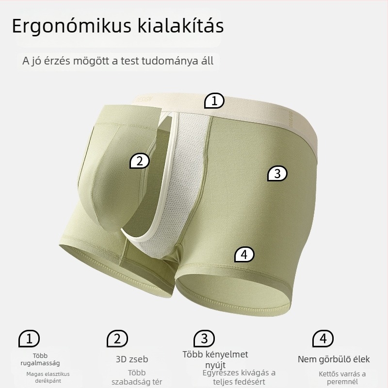 Férfi boxer brief oldalsó nyitású és tág zsebbel, lélegző vékony Modal anyag, középmagas derekú (Fő anyag: Modal; Vékony belső réteg: Viszkóz; Mintázat: Egyszínű)