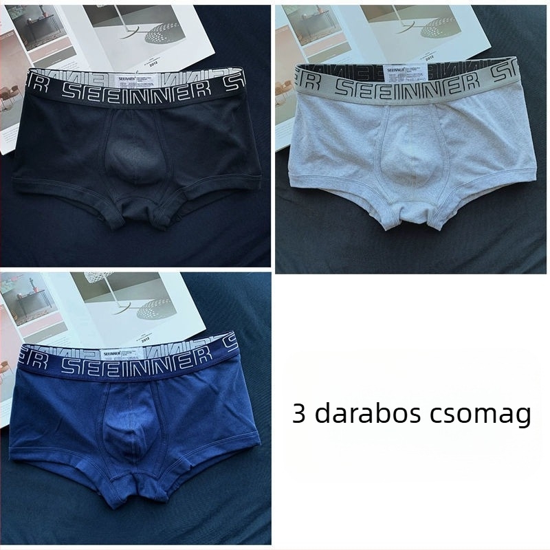 Férfi pamut boxeralsó, középmagas fazon, popsiformáló, légáteresztő, japán stílusú