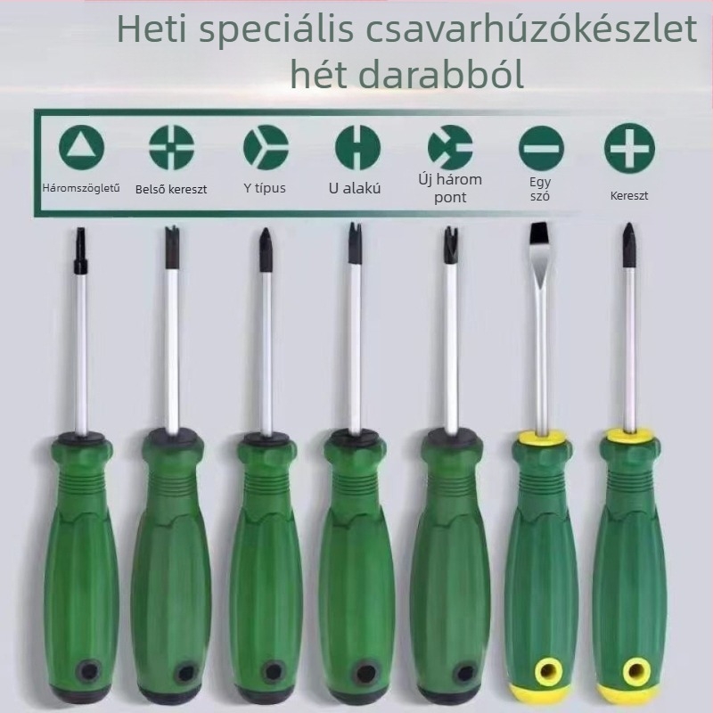 Speciális alakú csavarhúzó többcsúcsú kialítással: U alakú, belső kereszteződés, Y alakú, plum blossom kereszteződés, háromszög alakú; Cr-V acél, nem szigetelt, 60 g