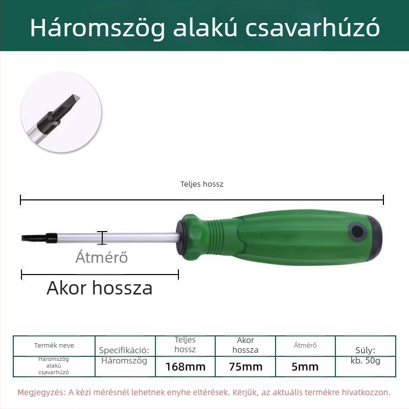 Speciális alakú csavarhúzó többcsúcsú kialítással: U alakú, belső kereszteződés, Y alakú, plum blossom kereszteződés, háromszög alakú; Cr-V acél, nem szigetelt, 60 g