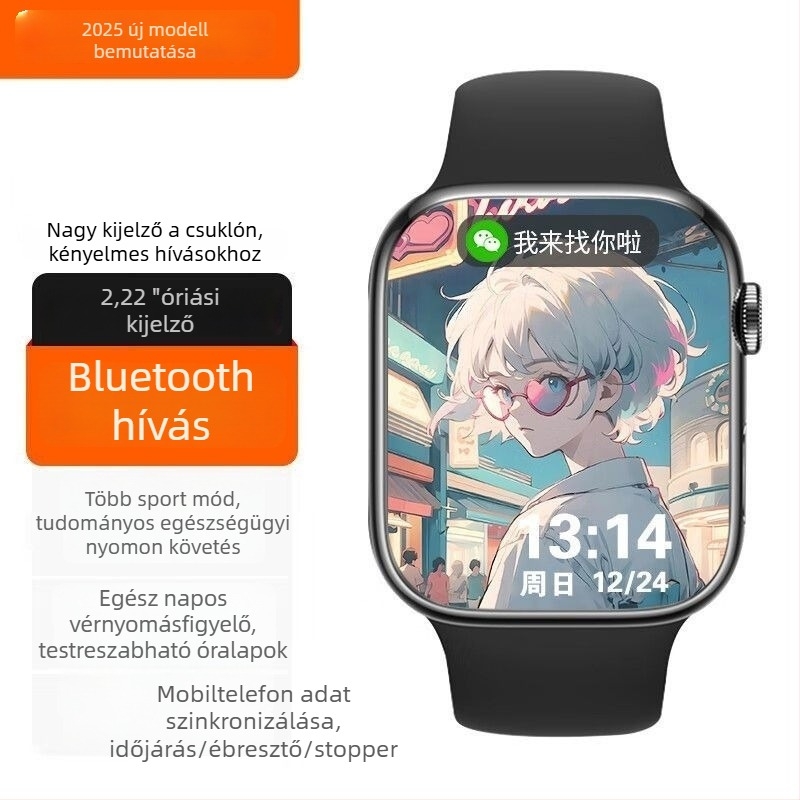 S10 okosóra Bluetooth-kapcsolattal, hívásfunkcióval, vízálló, szilikon szíjjal, TFT kijelzővel