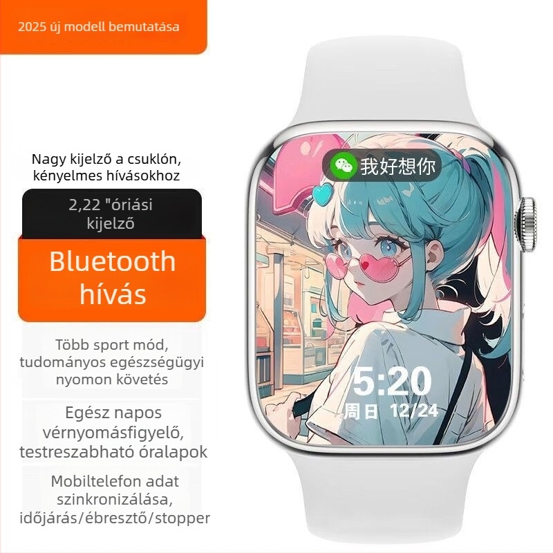 S10 okosóra Bluetooth-kapcsolattal, hívásfunkcióval, vízálló, szilikon szíjjal, TFT kijelzővel